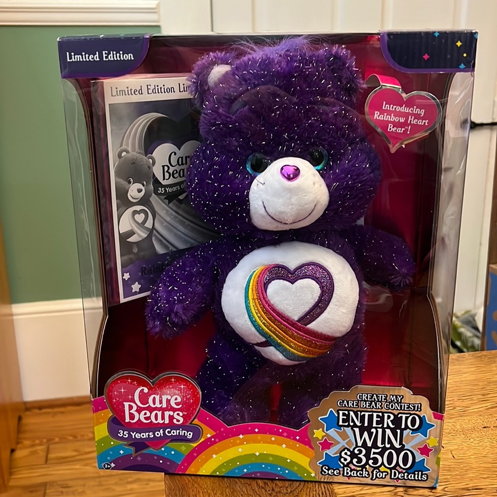 CARE BEARS 35th Anniversary 12" Rainbow Heart Bear Plush Limited Edition NEW.